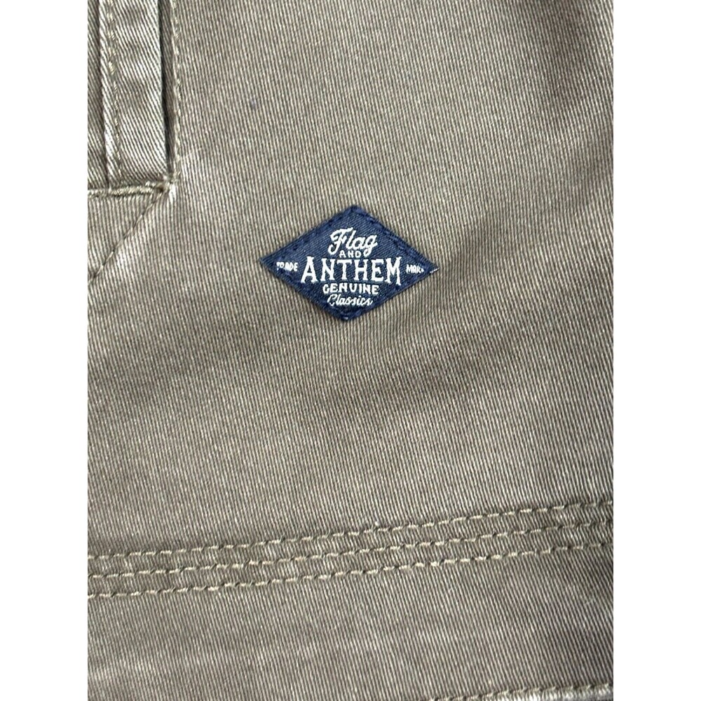 Flag Anthem Olive Mock Neck Trucker Military Shirt Jacket Zip Up Hidden Button - Picture 2 of 16